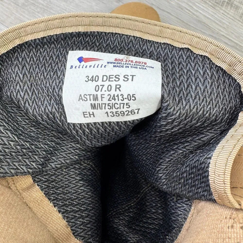 Belleville 390DES ST Mens 7 R Military Combat Boots Desert Tan Suede Hot Weather